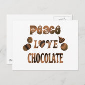 Carte Postale Peace Love Chocolate (Devant / Derrière)