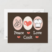 Carte postale Peace Love Cook (Devant / Derrière)
