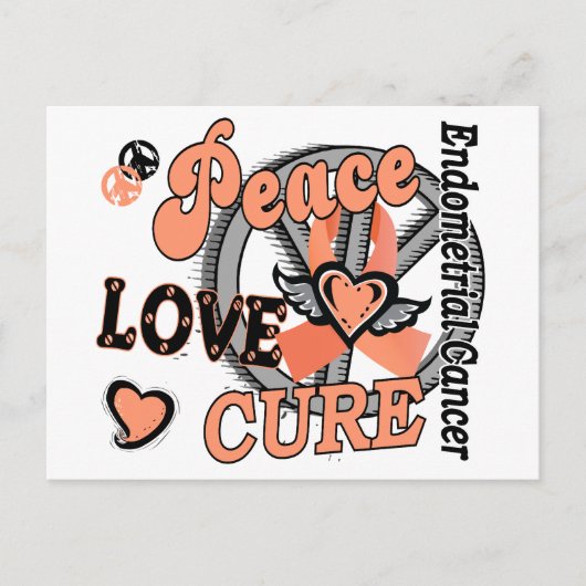 Carte Postale Peace Love Cure 2 Cancer endométrique (Devant)