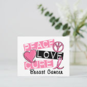 Carte Postale Peace Love Cure Cancer du sein (Debout devant)