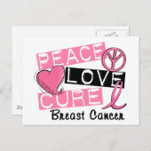 Carte Postale Peace Love Cure Cancer du sein (Devant / Derrière)