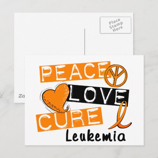 Carte Postale Peace Love Cure Leukemia (Devant / Derrière)