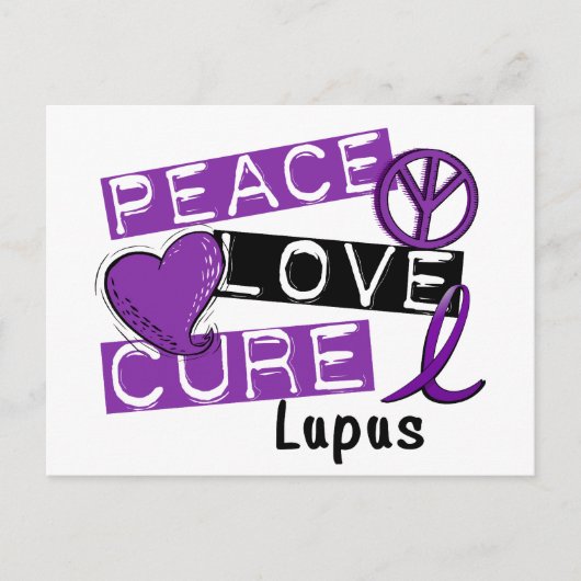 Carte Postale Peace Love Cure Lupus (Devant)