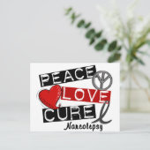 CARTE POSTALE PEACE LOVE CURE NARCOLEPSY (Debout devant)