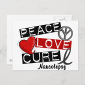 CARTE POSTALE PEACE LOVE CURE NARCOLEPSY (Devant / Derrière)