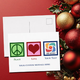 Carte Postale Peace Love Custom Business Logo Nom Holiday