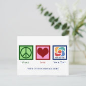 Carte Postale Peace Love Custom Business Logo Nom Holiday (Debout devant)
