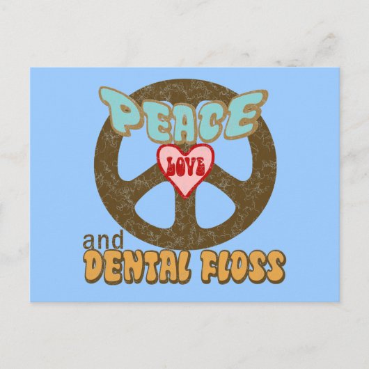 Carte Postale Peace Love dentaire Vintage (Devant)