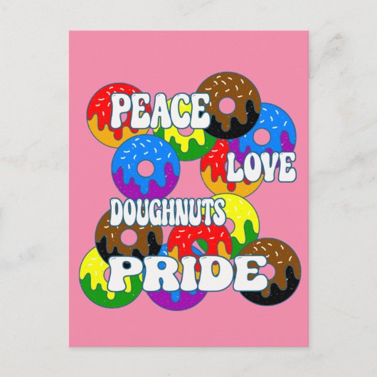 Carte Postale Peace Love Doughnut Pride (Devant)