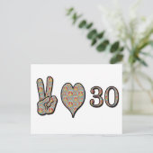 Carte Postale Peace Love et 30 (Debout devant)