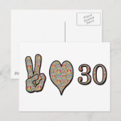Carte Postale Peace Love et 30 (Devant / Derrière)