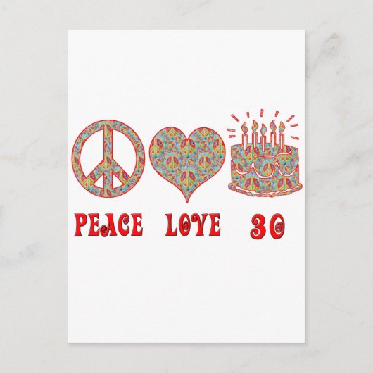 Carte Postale Peace Love et 30 (Devant)