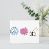 Carte Postale Peace Love et Sushi (Debout devant)
