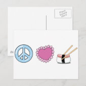 Carte Postale Peace Love et Sushi (Devant / Derrière)
