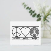 Carte Postale Peace Love et Vinyl (Debout devant)