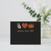 Carte Postale Peace Love Fall Thanksgiving Leopard Citrouille (Debout devant)