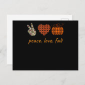 Carte Postale Peace Love Fall Thanksgiving Leopard Citrouille (Devant / Derrière)