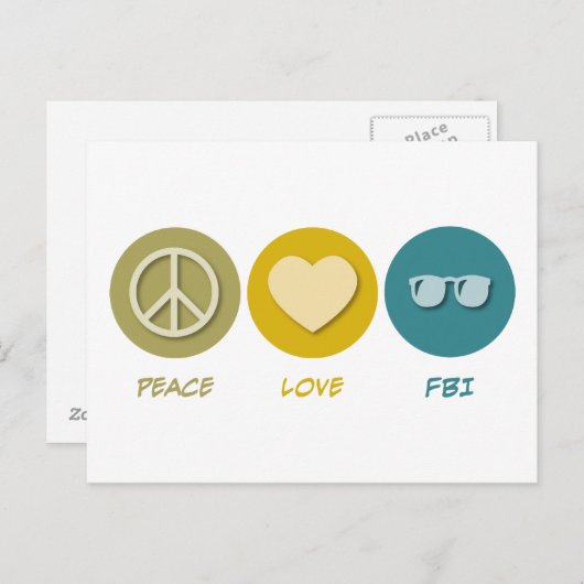 Carte Postale Peace Love FBI (Devant / Derrière)