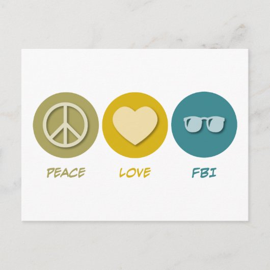 Carte Postale Peace Love FBI (Devant)