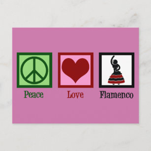 Carte Postale Peace Love Flamenco Danser Danseur rose