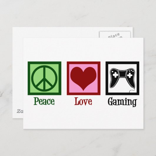 Carte Postale Peace Love Gaming (Devant / Derrière)