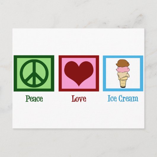 Carte Postale Peace Love Glace Cream (Devant)