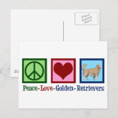 Carte Postale Peace Love Golden Retrivers (Devant / Derrière)
