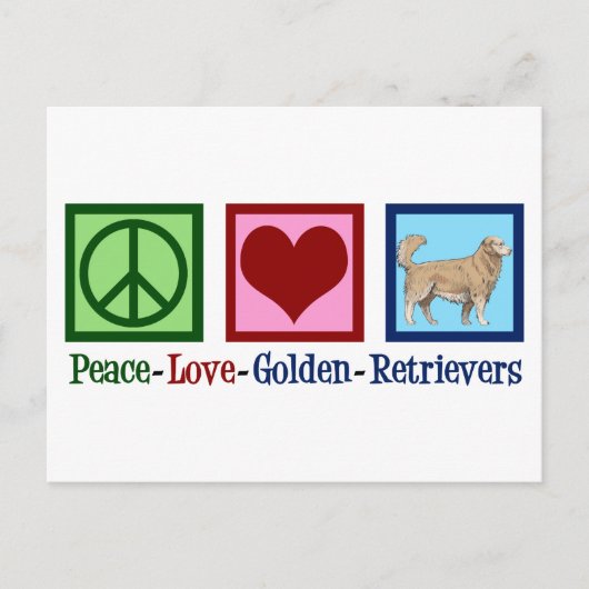 Carte Postale Peace Love Golden Retrivers (Devant)