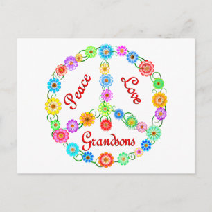 Carte Postale Peace Love Grandsons