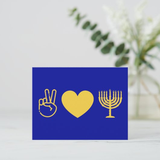 Carte Postale Peace Love & Hanoukka | Version Gold (Debout devant)