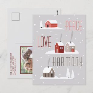 Carte Postale Peace Love Harmony Retro Christmas Holiday Photo