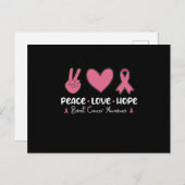 Carte Postale Peace Love Hope Cancer du sein Sensibilisation Sur (Devant / Derrière)