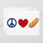 Carte Postale Peace Love Hotdog (Devant / Derrière)