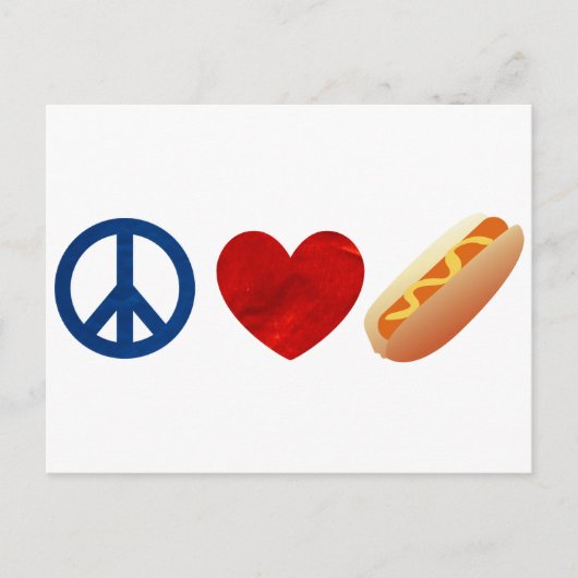 Carte Postale Peace Love Hotdog (Devant)