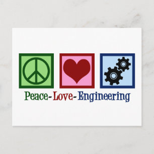 Carte Postale Peace Love Ingénieur mignon