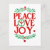 Carte Postale Peace Love Joy Noël Festive Holiday (Devant)