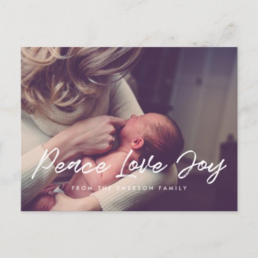 Carte Postale Peace Love Joy photo de vacances moderne (Devant)