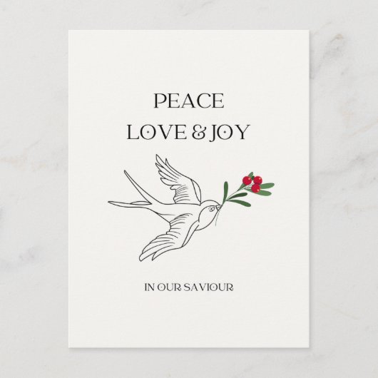 Carte Postale Peace Love Joy Snowbird Christmas Post (Devant)