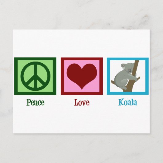 Carte Postale Peace Love Koala Bear (Devant)