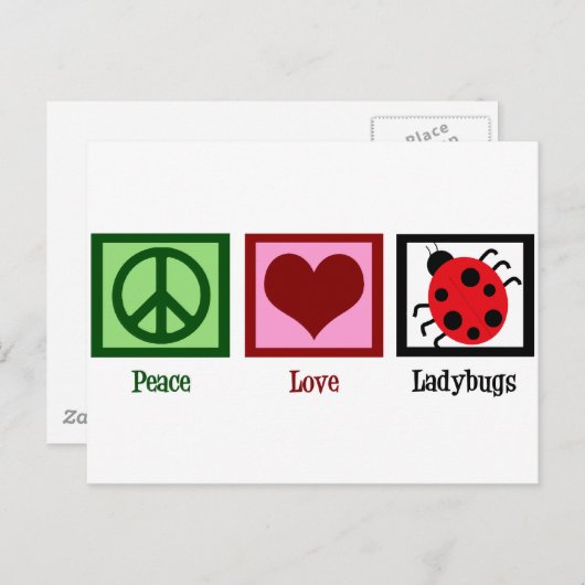 Carte Postale Peace Love Ladybugs (Devant / Derrière)