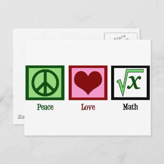 Carte Postale Peace Love Math (Devant / Derrière)