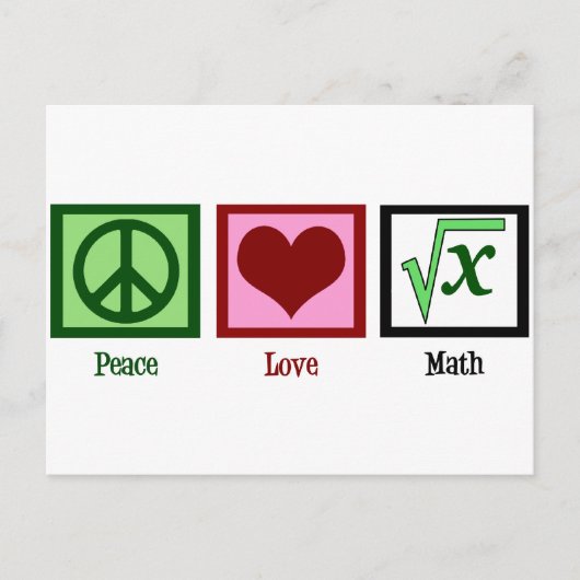 Carte Postale Peace Love Math (Devant)