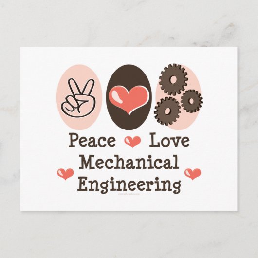 Carte postale Peace Love Mécanique Engineering (Devant)