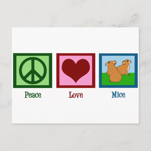 Carte Postale Peace Love Mice (Devant)