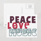Carte Postale Peace Love Music (Devant / Derrière)