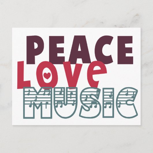 Carte Postale Peace Love Music (Devant)