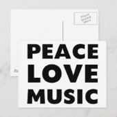 Carte Postale Peace Love Music (Devant / Derrière)