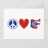 Carte Postale Peace Love Ohio Formé Drapeau d'Etat Buckeye Coeur (Devant)