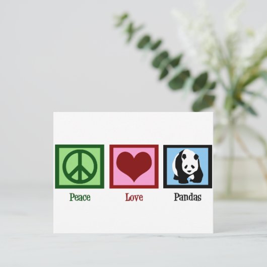 Carte Postale Peace Love Pandas (Debout devant)