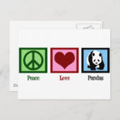 Carte Postale Peace Love Pandas (Devant / Derrière)